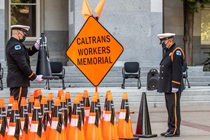 Alex Valdez, left, and Jose Lopez at the Caltrans Workers Memorial 2021 (Photo by Headquarters)