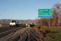 State Route 20 traverses much of Northern California's width, from the east where it veers off from I-80 to its endpoint in Fort Bragg.