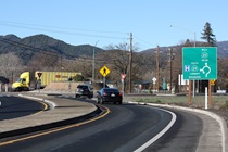 The second roundabout northwest of Clear Lake gives motorists the option to veer down toward Lakeport and Kelseyville on SR-29.