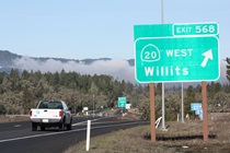 A few miles south of Willits, CT News opts to exit State Route 20 and proceed northward on U.S. Highway 101/