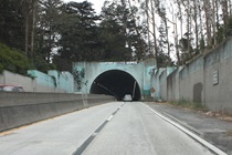 Shortly after it parts ways with U.S. Highway 101 in San Francisco, State Route 1 heads through this tunnel, atop which is the Presidio.
