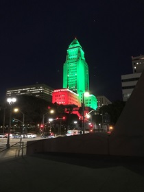 Los Angeles City Hall during the holiday season (Photo by Lauren Wonder)