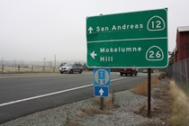 The turnoff for State Route 26 offers a shortcut of sorts to State Route 49 and Mokelumne Hill.