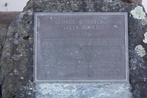 This Vista Point plaque in Lakeport pays tribute to George C. Hoberg, described as a "consistent supporter of good state highways."