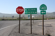State Route 140 begins its eastward journey off Interstate 5, a few miles west of the small Central Valley town of Gustine.