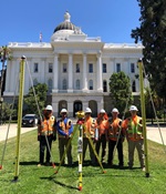 The Caltrans survey team that worked on the Capitol monument project included, from left, Parker Compton, Ray Miller, Chris Barr, Ken Kruger, Kevin Lundy and John Marcus. 