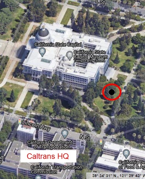 The red circle shows the current location of the monument. The Capitol Annex, to the right (east) of the dome, is going to be redone. 