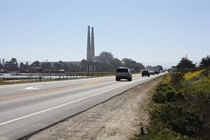 The twin smokestacks at Moss Landing are a familiar sight for motorists on this stretch of the coastal roadway.