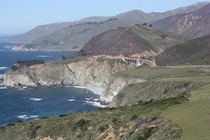 The Bixby Creek Bridge, here seen from the south, is one of the more striking engineering features of State Route 1.