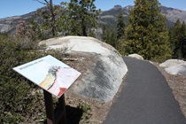 A short, paved trail at Donnell Vista heads off from the parking lot and shares insights with visitors via several interpretive signs.