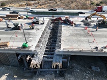 A District 7 aerial view of bridge hinge reconstruction on Interstate 210 in Irwindale (Photo by Samer Momani)