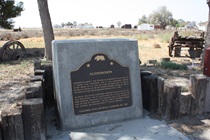 This plaque explains that Allensworth in 1908 became the state's only town founded, built, governed and inhabited by African Americans.