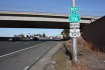 The two roadways remain in tandem for about seven miles, from Petaluma northward to Cotati.