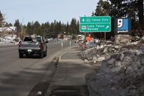 For a few miles between Meyers and South Lake Tahoe, State Route 89 teams up with U.S. Highway 50 before they split again.