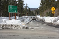 Motorists encounter two roundabouts on State Route 89 as it passes to the west of Tahoe City.