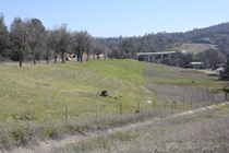 State Route 20's bridge over the Yuba River appears in the distance as the highway heads up into the foothills.
