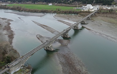 The "Fernbridge" near Ferndale along State Route 211 sustained quake damage in December 2022