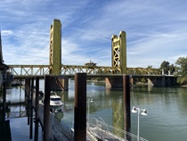 State Route 275, aka Tower Bridge, spans the Sacramento River a mile or so west of the Capitol.