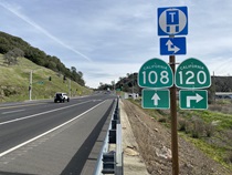 At this point, Yosemite-bound motorists veer right on SR-120 and those headed for Sonora veer left on SR-120.