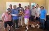 District 7 Golf Club accepts 1st Place team trophy. Left to right: Luis Abarca, Roy Fisher, Frank Anderson, Darryl Mays, John Yang, Ruben Decastro, Chris Fisher, Dan Leon, John Ordona