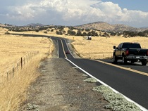 The Mariposa County line makes a few appearances along this bucolic stretch of State Route 132.