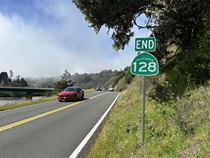 Westbound State Route 128, Winters to the Pacific Ocean