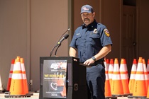 District 1 Workers Memorial ceremony at the Mendocino Fairgrounds in Ukiah, Mendocino County. Pictured is Cal Fire Battalion Chief, Mendocino, Alex Leonard