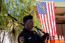 District 1 Workers Memorial ceremony at the Mendocino Fairgrounds in Ukiah, Mendocino County. Pictured is Cal Fire Captain Matt McElhinny.
