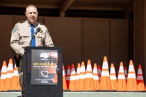 District 1 Workers Memorial ceremony at the Mendocino Fairgrounds in Ukiah, Mendocino County. Pictured is Ukiah Area CHP Commander Billy O'Connor.