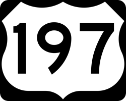 U.S. Route 197 sign.