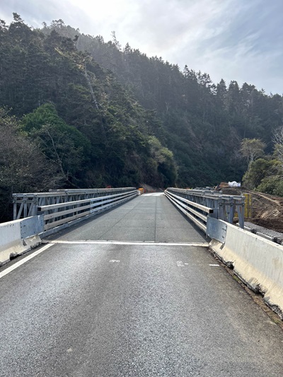 Temporary bridge at Elk Creek Bridge in Mendocino County.