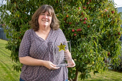 Heidi Quintrell holds a California On Location Award