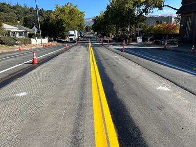 Highway undergoing paving project.