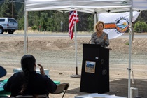 Lake Area Planning Council Executive Director Lisa Davey-Bates speaks to the crowd at the Konocti Corridor Improvement Project ribbon cutting ceremony.