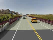 Simulation of proposed Pudding Creek Bridge Widening project. View looking south.