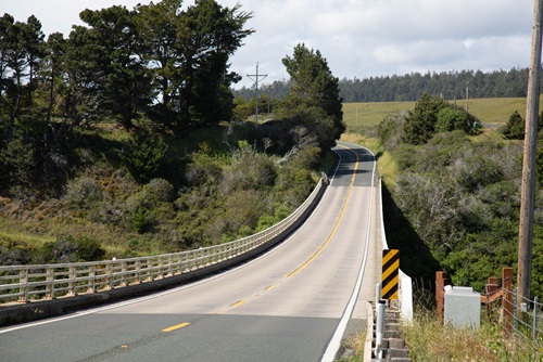 View of the existing Salmon Creek Bridge on Route 1 in Mendocino County.