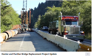Screenshot of a Facebook post that reads "Necessary bridge replacements near the majestic Redwood National and State Parks: The Hunter and Panther Bridge project replaces two existing bridge structures that are beyond their lifespan located on U.S. 101 north of Klamath (Del Norte County). The project costs $38 million and includes $29 million in funding from Senate Bill 1 (SB 1), the Road Repair and Accountability Act of 2017. This project is scheduled to be completed in fall of 2022. Road projects progress through construction phases more quickly based on the availability of SB 1 funds, including projects that are partially funded by SB 1. SB 1 provides $5 billion in transportation funding annually split between the state and local agencies. For more information about other transportation projects funded by SB 1, visit www.rebuildingca.ca.gov. #RebuildingCA #Hwy101 #DelNorte"