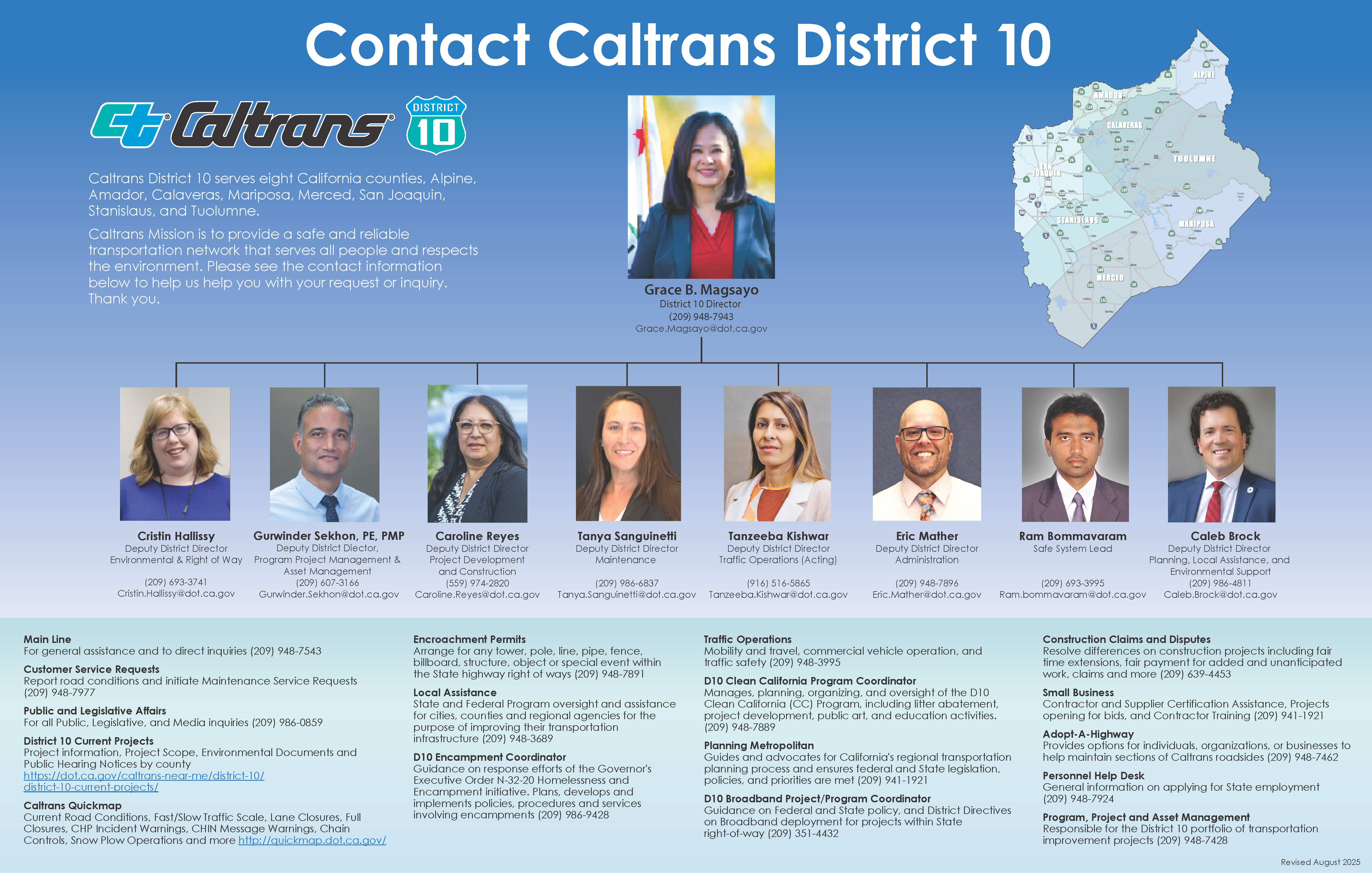 Caltrans D10 Contact Us December 2025