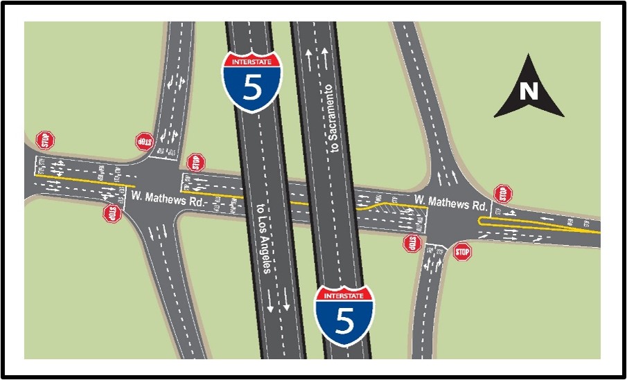 Interstate 5 Mathews Road Interchange Improvement Project Ariel View