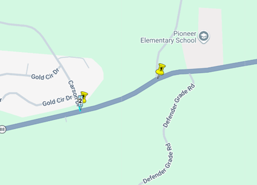 Map image of Slope Repair Project with One-Way Traffic Control on State Route 88