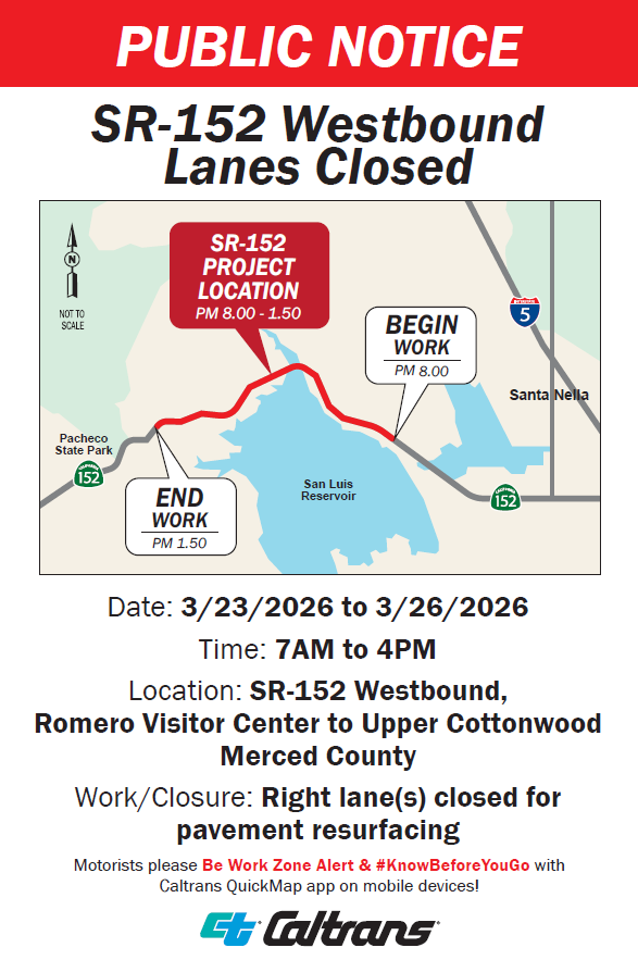 State Route 152 Pavement Work Public Notice