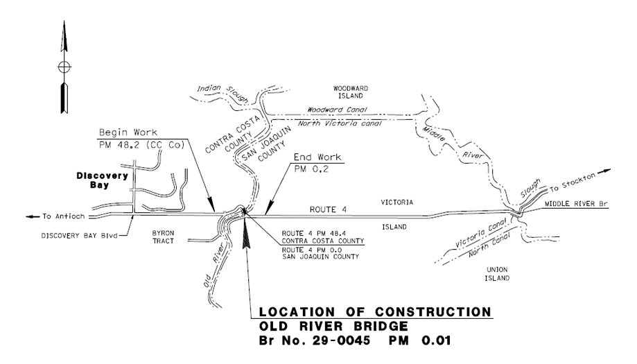 Image of State Route 4 Old River Bridge Maintenance Project Map