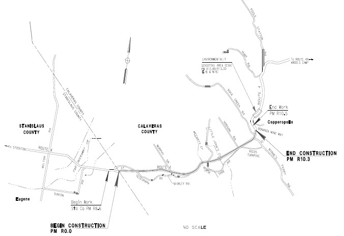 Calaveras State Route 4 Pavement Rehabilitation Project Map