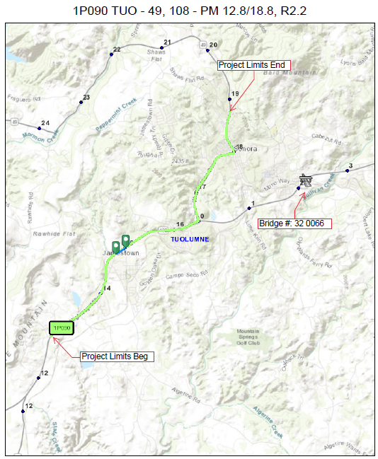 10-1P090 Tuolumne 49 Pavement Anchor Project Map