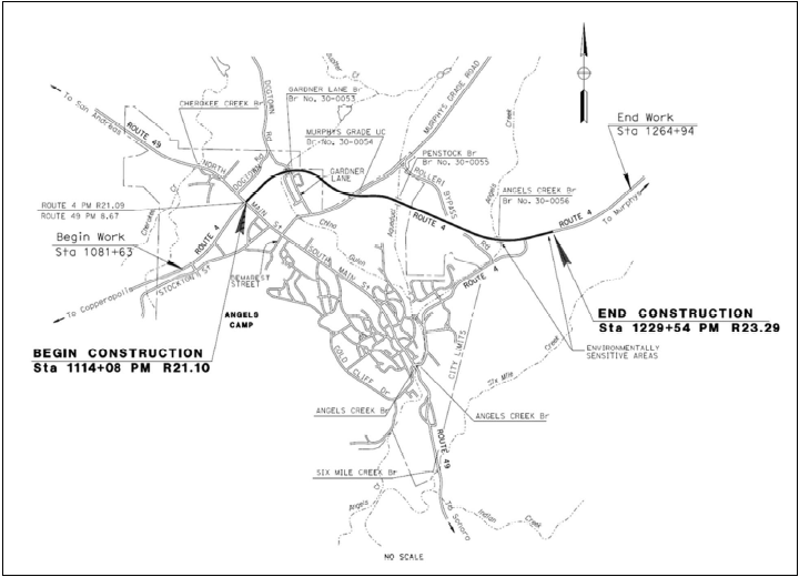 Calaveras County Reactive Safety Rumble Strip Project Map