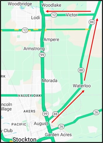 Overnight Full Closure Of Northbound State Route 99 In Stockton – May 31, 2025 - Detour Map