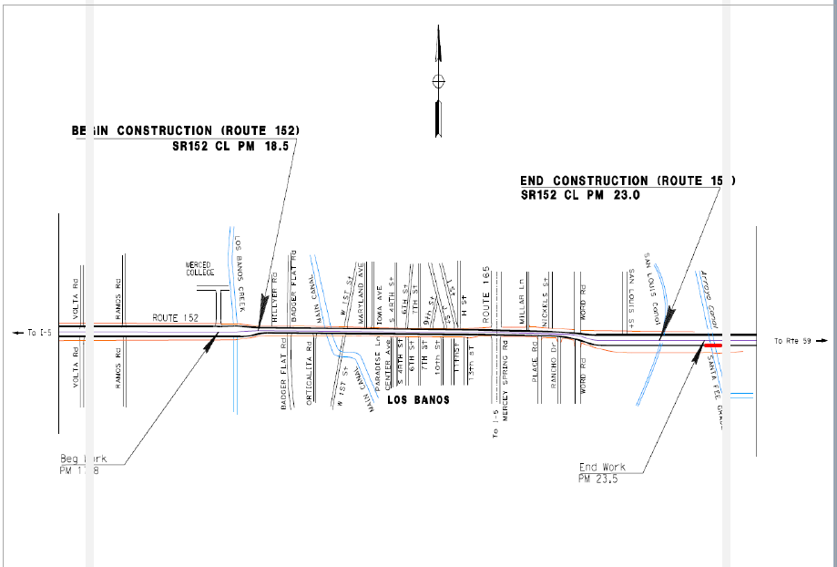 Los Banos State Route 152 Pavement Anchor Project Map