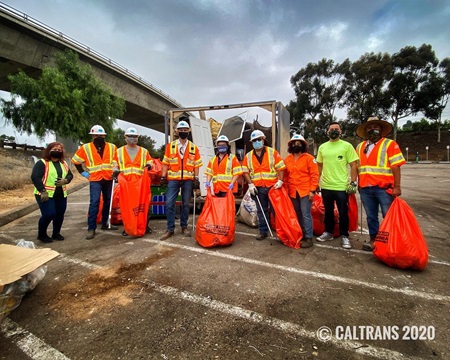 Caltrans Employees and a Dumpster