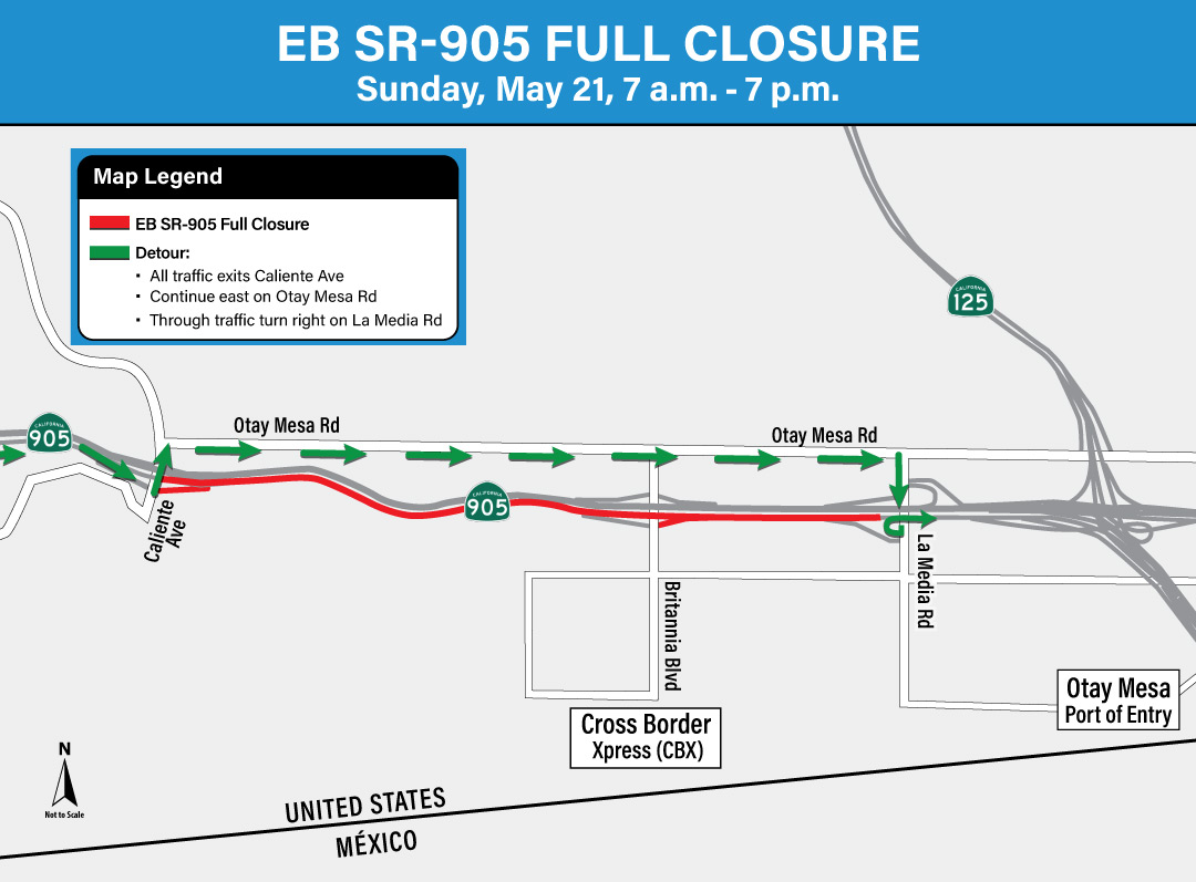 EB SR-905 full closure on Sunday