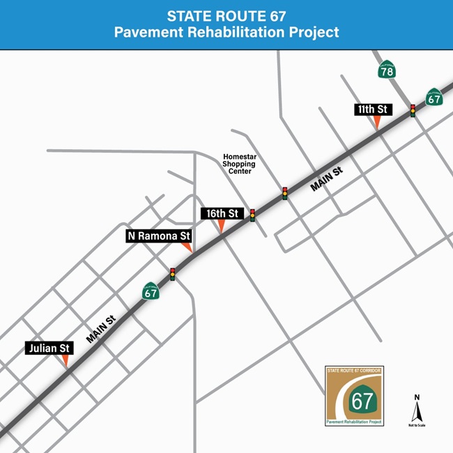 This map shows the locations of the nighttime work. For more information, call (619) 688-6670 or email CT.Public.Information.D11@dot.ca.gov